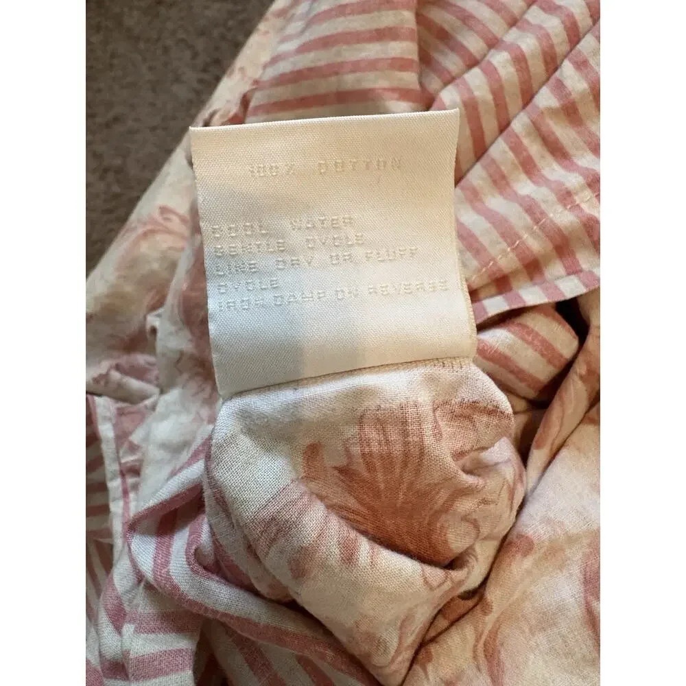 Nancy Koltes Queen Duvet Cover, Pink Toile/Stripe 100% Cotton Made in Italy